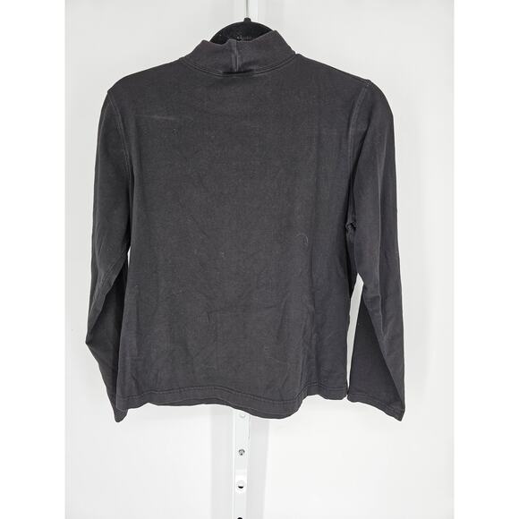Talbots Black Cotton Blend Long Sleeve Mock-Neck Knitted Top Size PM - Picture 5 of 5